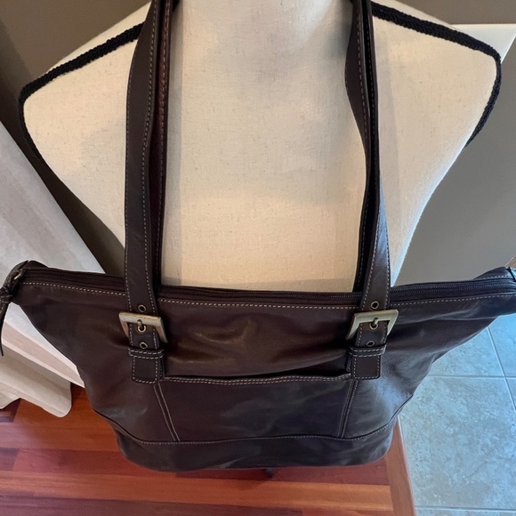 Tignanello Leather Brown Satchel Bag Double Handle Bag - Picture 3 of 15